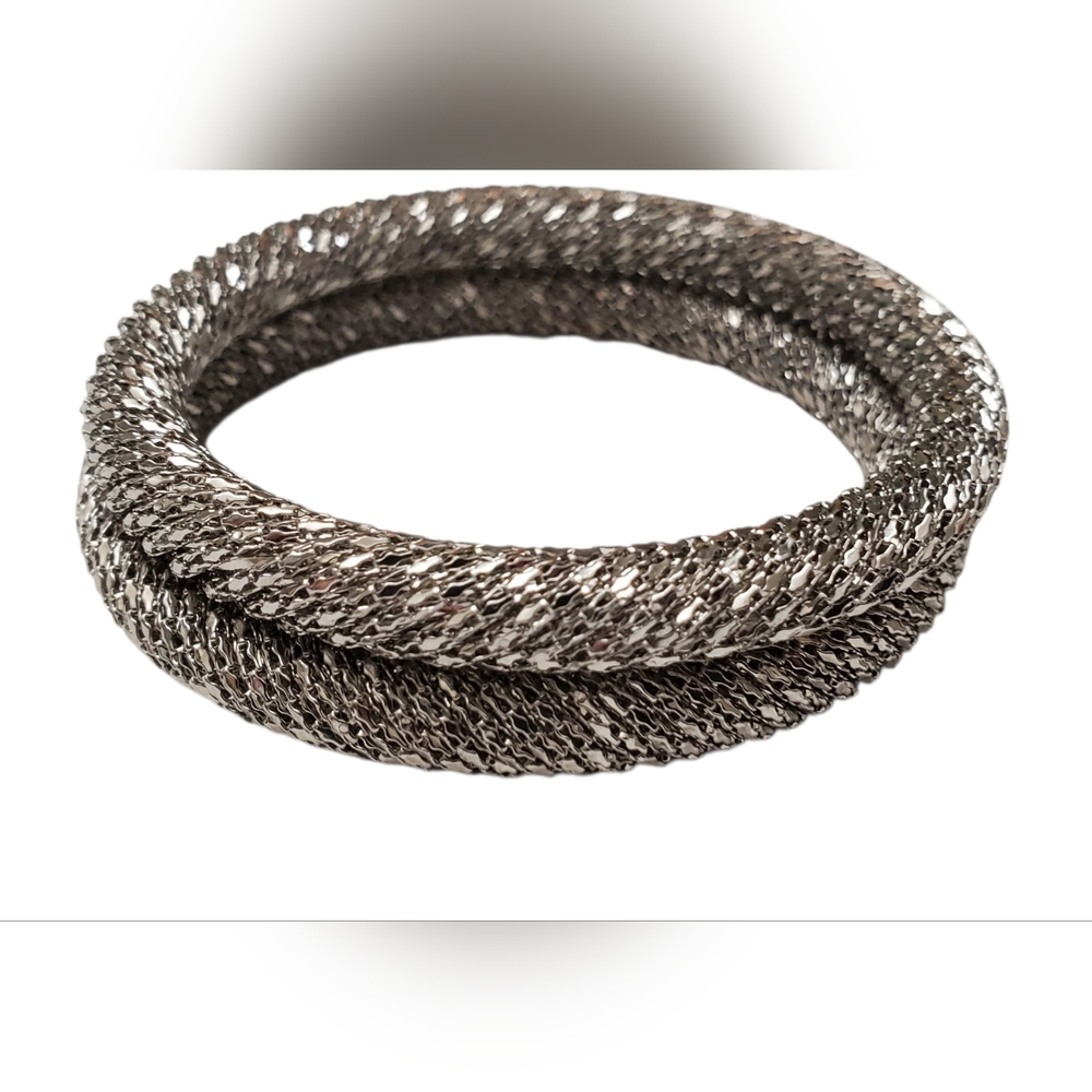 Vtg. Silver Mesh Bangles 2sets